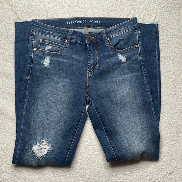 Articles Of Society Sarah Ankle Skinny Distressed Mid Rise Jeans Size 26 - Picture 5 of 9